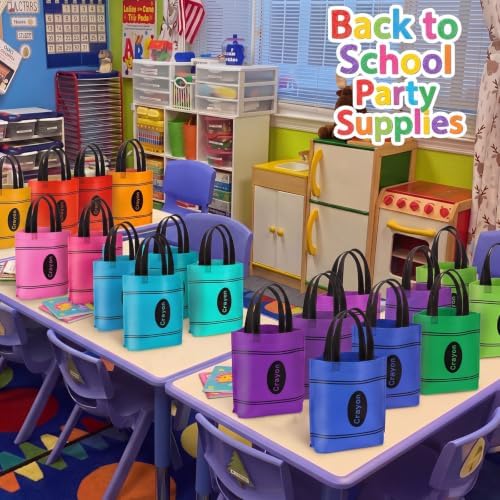 Hosuly 48 Pcs Back to School Gift Bags Crayon Tote Bags Bulk