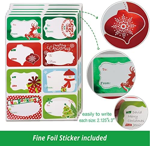 Party Funny 12 Christmas Cookie Boxes -Large Holiday Bakery Food Container for Gift Giving with 80 Count Christmas Foil Gift Stickers