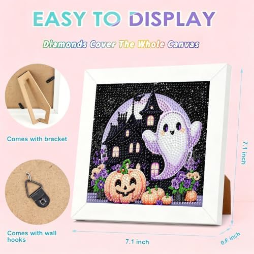 Halloween Diamond Art Kit for Kids with Frame,DIY Crafts for Girls Boy