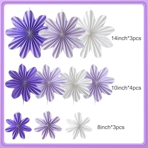 Purple Paper Flowers Lavender Purple White Hanging Paper Flower Fans