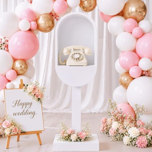 White Metal Audio Guest Book Phone Booth Stand for Wedding & Party