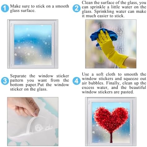 JarThenaAMCS Valentine's Day Window Clings Window Stickers Love Heart Tree Double-Sided Glass Decals for Wedding Anniversary Home Office Classroom Party Wall Decor, 9 Sheets