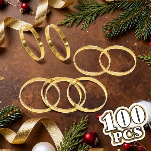 200 Pcs Gold Napkin Rings Bulk, Round Napkin Rings Buckles
