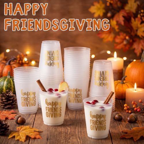 Tioncy 50 Pcs 16 oz Happy Friendsgiving Frosted Plastic Cups