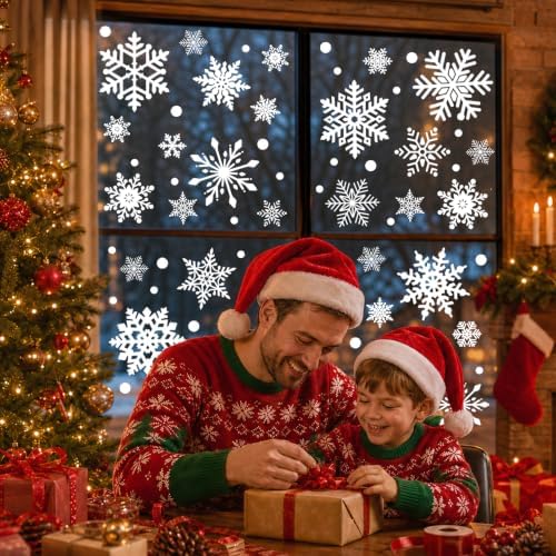 Christmas Window Clings for Glass Windows, Snowflakes Christmas Decorations