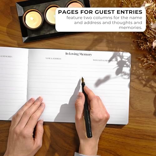Skyline Funeral Guest Book, Memorial Service Sign-In, Black