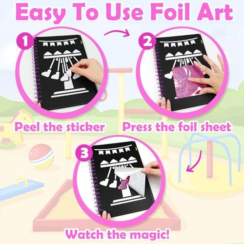 FUNNYB&G Foil Art Craft Kit for Kids, Sparkly Birthday Gift Toy for Girls