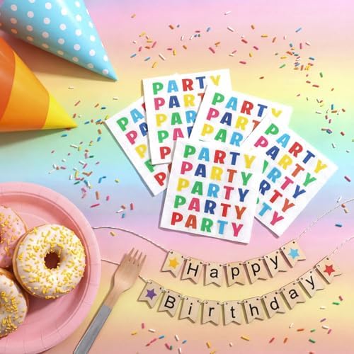 Natnarr 100 Pcs Party Napkins, 5" Rainbow Napkins for Birthday
