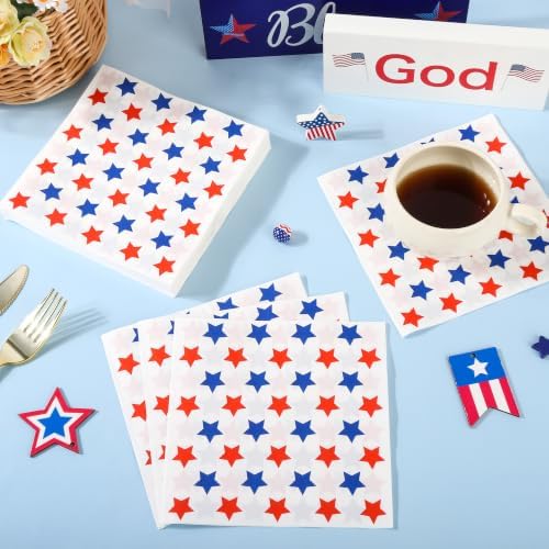 100Pc American Flag Paper Napkins 6.5in Disposable Patriotic Party Napkin