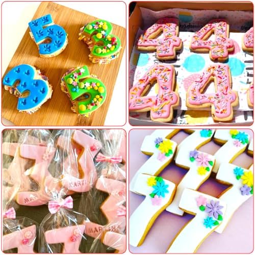 Number Cookie Cutters Shapes 9pcs, Sturdy Basic Biscuit Cutters Set with Dough Cutter, Metal Birthday Cookie Cutters for Holiday Baking Decorating
