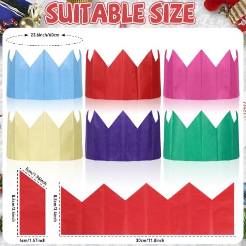 gisgfim Christmas Cracker Hats Bulk Tissue Paper Crowns DIY Xmas Party Hat for Adults Fill Your Own Christmas Crackers