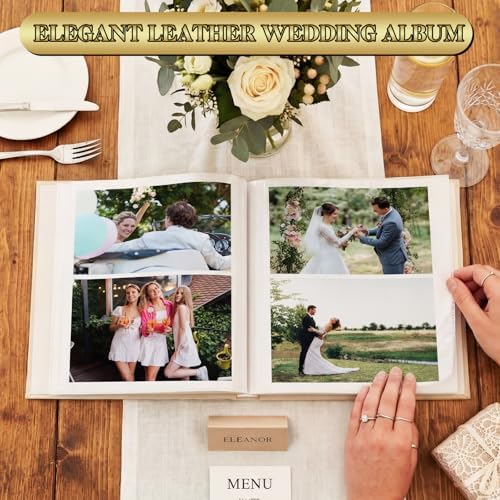 Dunzoom Mr & Mrs Wedding Photo Album 200 Pcs 4x6 Leather Anniversary