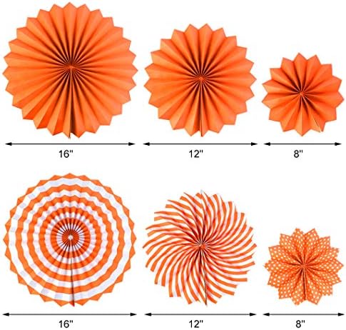 18Pc Party Hanging Orange Paper Fans, Fall Orange Round Folding Fans Wall Decor Paper Garlands Flower Decoration for Fall Party Decorations Thanksgiving Halloween Birthday Festival Wedding