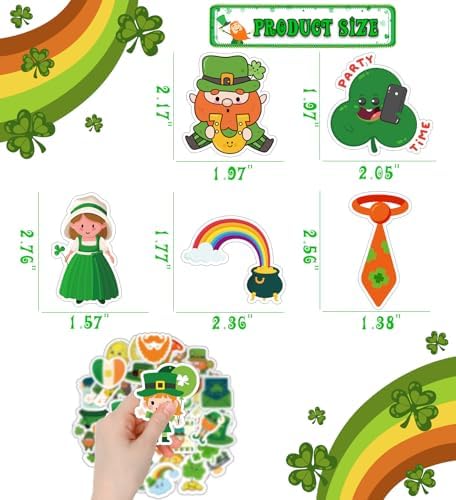 St Patricks Day Stickers for Kids - St Patricks Day Accessories - 100Pcs Shamrock Stickers,St. Patrick’s Day Crafts for Kids, St Patricks Day Gifts Treats Party Favors for Boys Girls