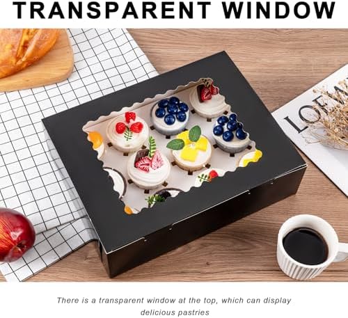 12 Count Cupcake Boxes, 4PCS Cupcake Container with Window and Inserts
