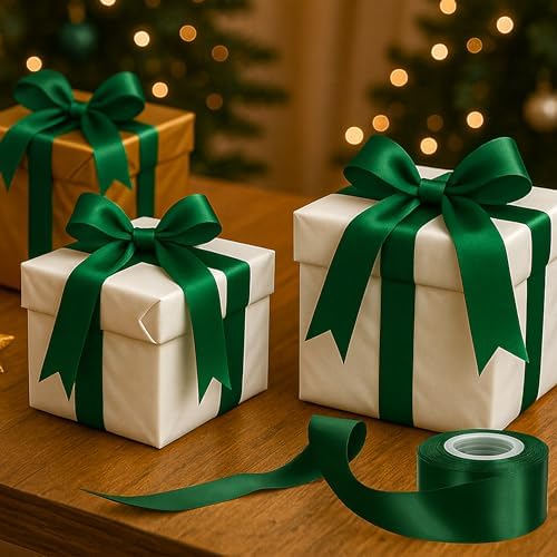 30 Yards 1 1/2 in Forest Green Ribbon for Gift Wrapping Christmas Decor
