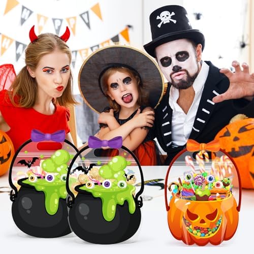 Fuutreo 36 Pcs Halloween Treat Bags with Handle, Pumpkin Witch Cauldron