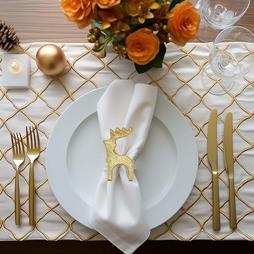 COTTON CRAFT Christmas Napkin Rings - 8 Pack Metal Reindeer Napkin Ring