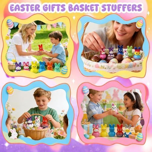 30Pack Easter Bunny Squishy Toys,Easter Basket Stuffers,Easter Bunny Slow Rising Stress Relief Squishies Fidget Toys Bulk for Adults,Easter Egg Fillers Party Favors Gifts