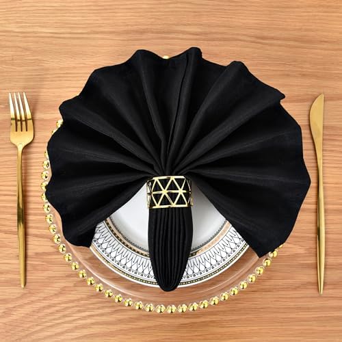Black Cloth Napkins Set of 6 Washable Dinner Napkins, 18X18 in