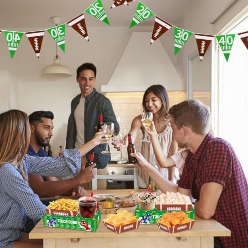 Jansun 36Pcs Football Serving Trays and Platters Candy Popcorn French Fries Snack Trays Football Movie Boxes for Snacks Tray Football Party Supplies