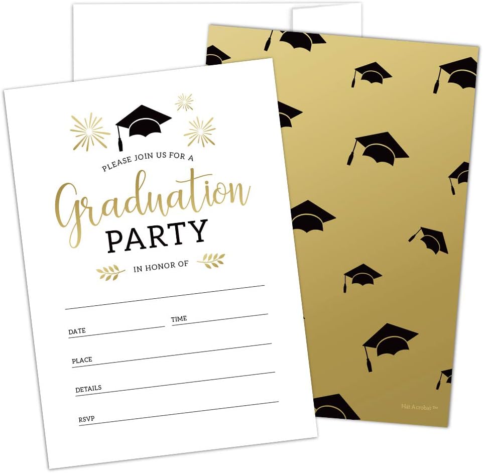 Hat Acrobat 2026 Graduation Party Invitations with Envelopes Graduation Party Announcement Cards for High School or College, 25 Pack (25)