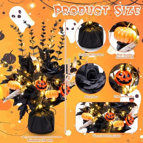 Pinkunn 2 Pack Halloween Centerpiece for Table, Halloween Tree Decoration