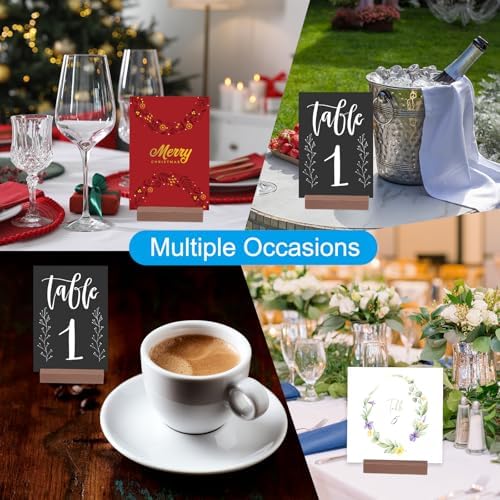 PATIKIL Wood Place Card Holder, 5Pcs Table Sign and Number Holders, Name Card Stands for Photo Menu Display, Wedding Ceremony Birthday Party Decorations, Brown