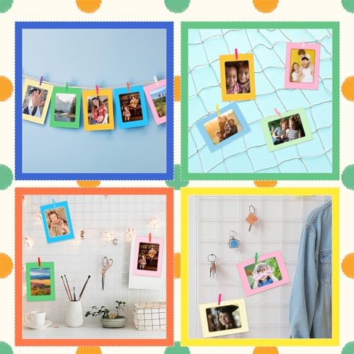 100 Pcs Paper Photo Frames 4x6 Paper Picture Frame with 100 Clip 10 String Kit DIY Hanging Cardboard Photo Holder Graduation Wall Decor Wedding Home