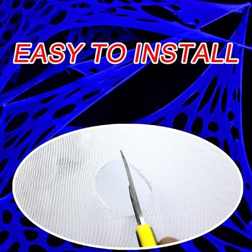 700 Sqft Glow-in-The-Dark Giant Spider Web Halloween Outdoor Decoration, Giant Outdoor Spider Decorations Set, with 3 Blacklight (24FT x 4FT)(White)