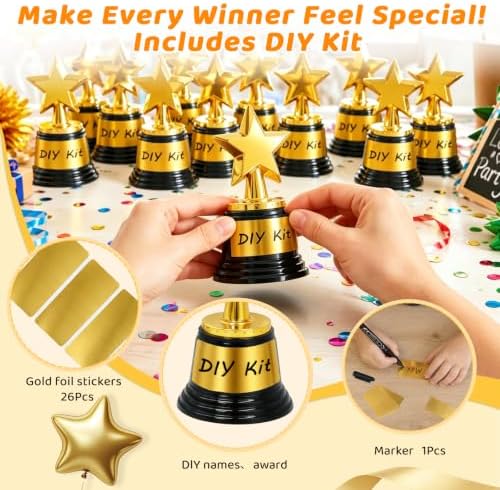 24 Pack Mini Star Trophy Awards with Stickers & Marker