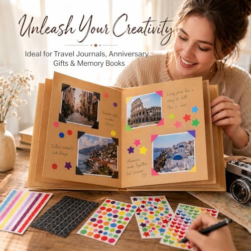 6 x 8 Inch Small Scrapbook Album with Brown Inner Pages