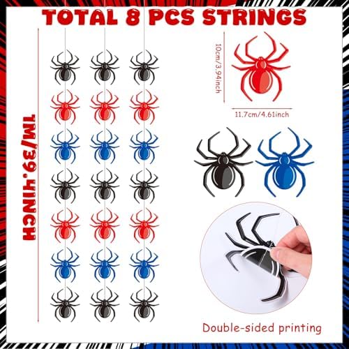 Xinnun 8 Pcs Spider Party Decorations Hanging Banners Garland