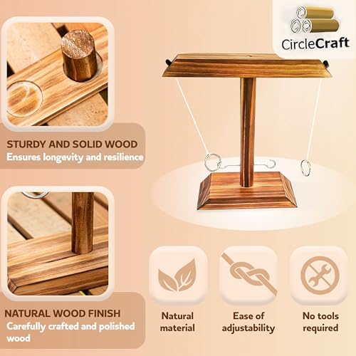 Ring Toss Game for Adults, Hook and Ring Game, Swinging String Hook & Ring Tabletop Battle Game, Outdoor & Indoor Game, Patio Décor Party Bar Game, Wooden Ring & Hook Game, Fun Games for Adults