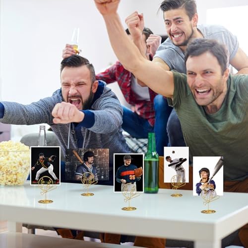 AceOrbit 24 Pcs Baseball Holder Table Centerpieces Card Photo Stand Gold
