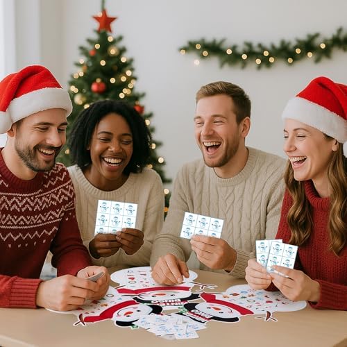 Blosssound Snowman Christmas Bingo Game for 24 Players, Holiday Party