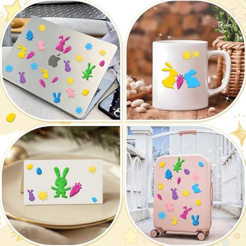Foam Stickers, 500 PCS 3D Glitter Foam Easter Sticker, 7 Colors