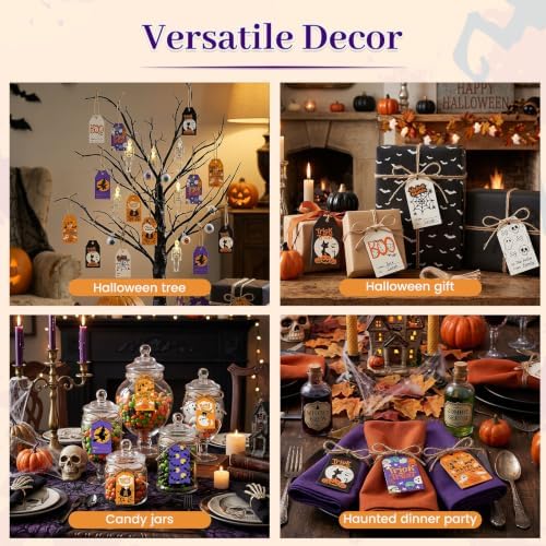 SallyFashion 160 Halloween Tags with String, 16 Styles