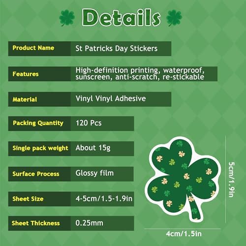 120 PCS St Patricks Day Stickers for Kids - St Patricks Day Decorations - St Patricks Day Accessories Shamrock Decorations,St. Patrick’s Day Crafts Gifts for Boys Girls
