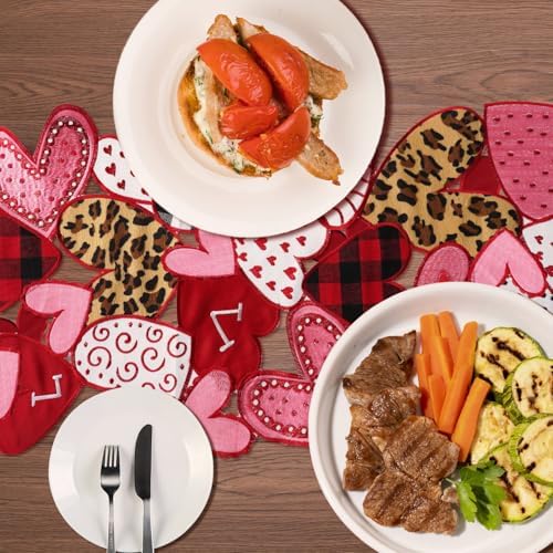 Valentines Day Table Runner 48 Inches Long Embroidered Heart Decor