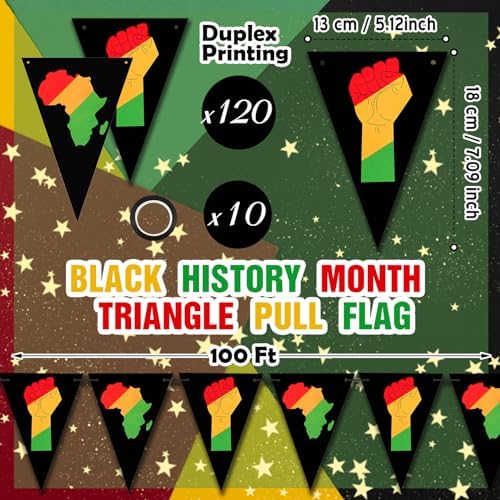 Gueevin 120 Pcs 100 ft Juneteenth Party Decoration Happy Banner Banner for African Independence Day 19th June 1865 Juneteenth Day Party Supplies African Black History Mont