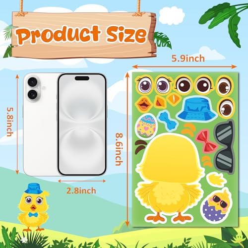 48 Sheets Easter Stickers for Kids Toddlers Crafts Party Favors