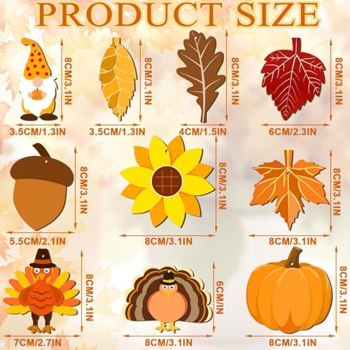 DECYOOL 50 Pcs Thanksgiving Fall Wooden Ornaments Autumn Wood Slices