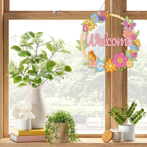 Sereliy 24 Pcs Spring Coloring Wreath Crafts, Color Your Own Flower Crafts, DIY Paper Wreath for Spring Home Activities Games. (Spring.24)