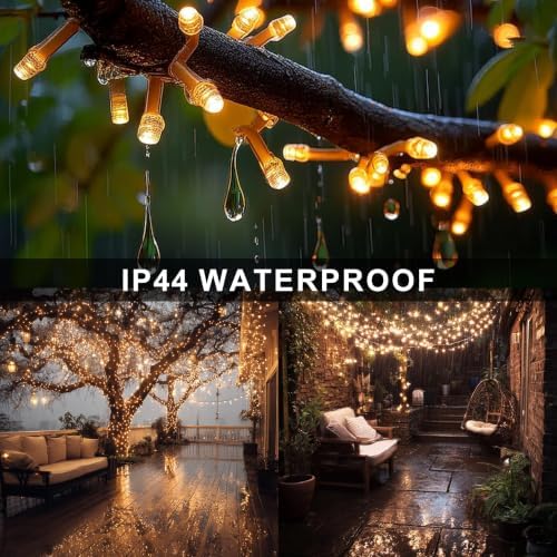 Dazzle Bright Christmas String Lights, 100 FT 300 LED Connectable Waterproof String Lights Clear Wire with 8 Modes Timer, Christmas Decorations for Indoor Outdoor Xmas Party Yard Garden (Warm White)