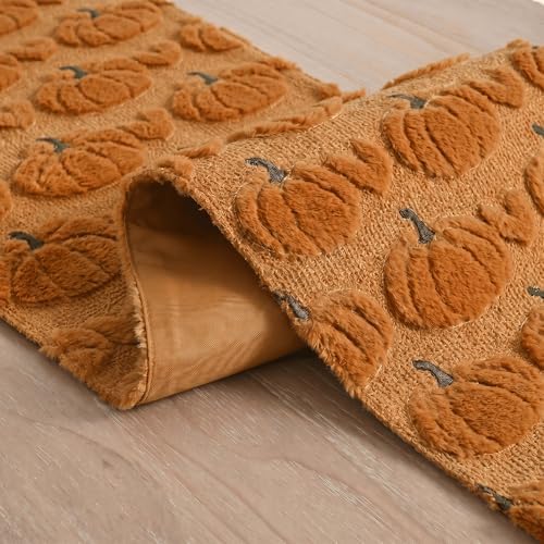 Artoid Mode Caramel Soft Faux Fur Fall Table Runner 13x108 Inch