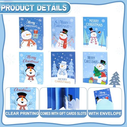 6 Set/30 Slots Christmas Gift Card Booklet with Envelopes
