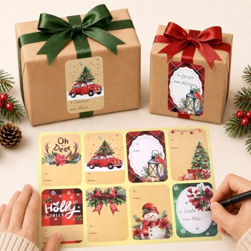 120 PCS 8 Designs Self Adhesive Christmas Name Tag Stickers