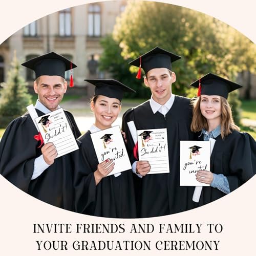 Luxury Graduation Invitations 2026 with Envelopes - 20 Pack Class of 2026 Graduation Party Invitations, 4x6 Inch Fill-in Graduation Announcements for High School or College - A09
