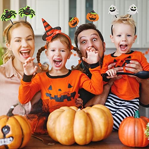 CCINEE 6 Pack Halloween Headbands Assorted Element Costume Headbands Eyeball Bat Spider Ghost Pumpkin Head Wears for Halloween Party Supply Cosplay Decoration
